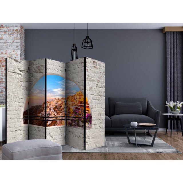 Dzerun 225cm W x 172cm H 5 - Panel Solid Wood Folding Room Divider