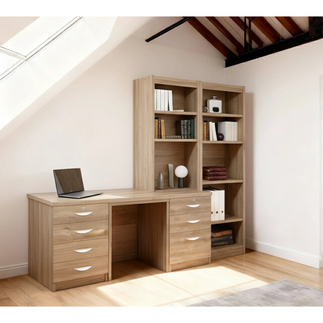 Brelon 5 Piece Computer Desk Office Set with Hutch Bookcase