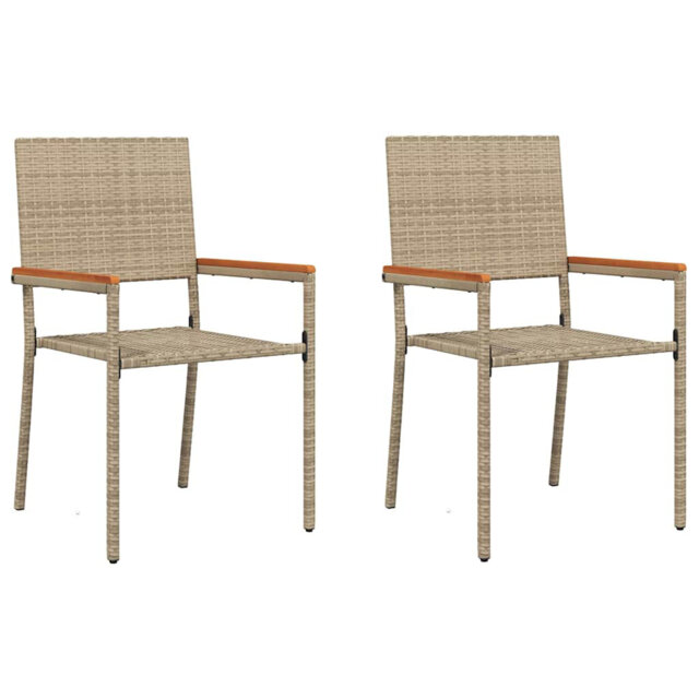 Garden Stacking Chairs 2 Pcs Black, Brown