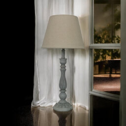 Modern Baldwyn 41 Solid Wood Table Lamp – Traditional Country Bedside Lamp with Fabric Shade, Washed Wood Finish for Home or Office