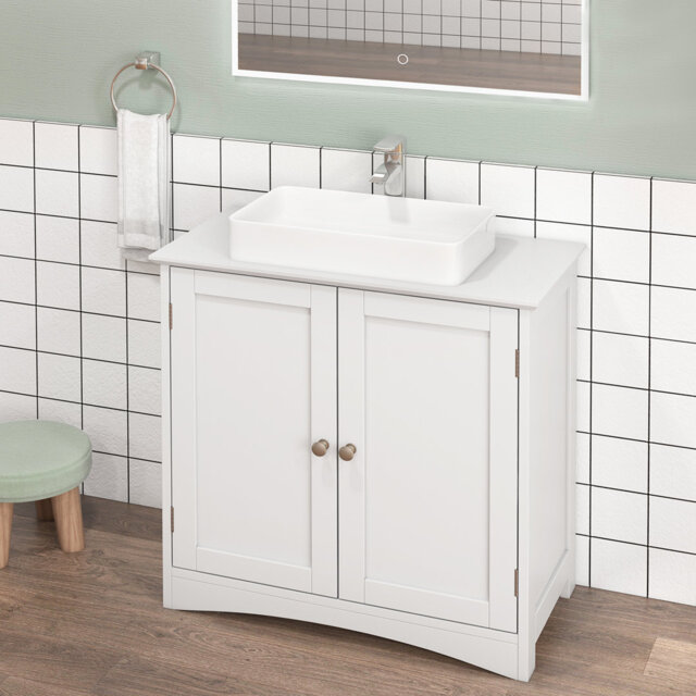 Under Sink Cabinet Freestanding Bathroom Vanity Cabinet W/ 2 Doors-White