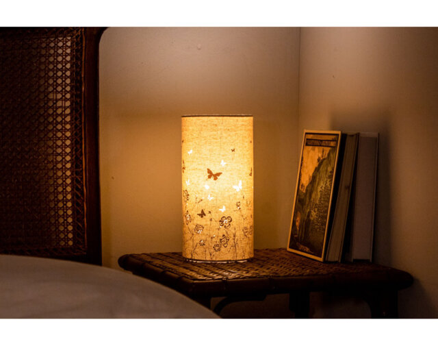 Butterflies Fabric Table Lamp - White Porcelain Base with Nature Print Shade for Nursery & Kids Room