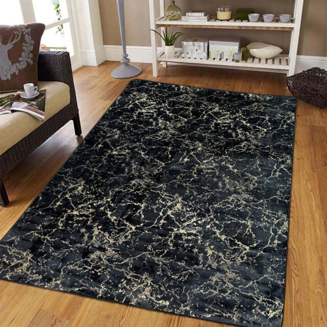 Retro Marble Rug – Modern Marble Effect Area Rug With Non-Slip Backing