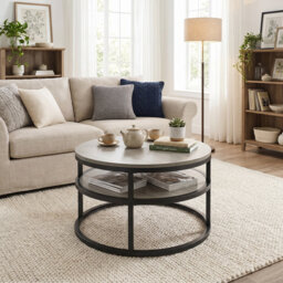 Lift Top Round Coffee Table with Storage