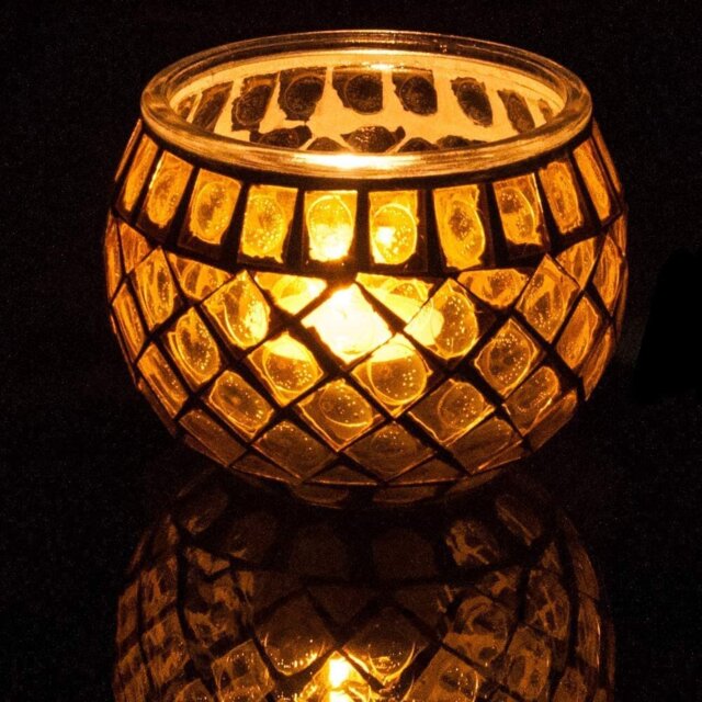 Glass Tabletop Tealight Holder with Candle Included