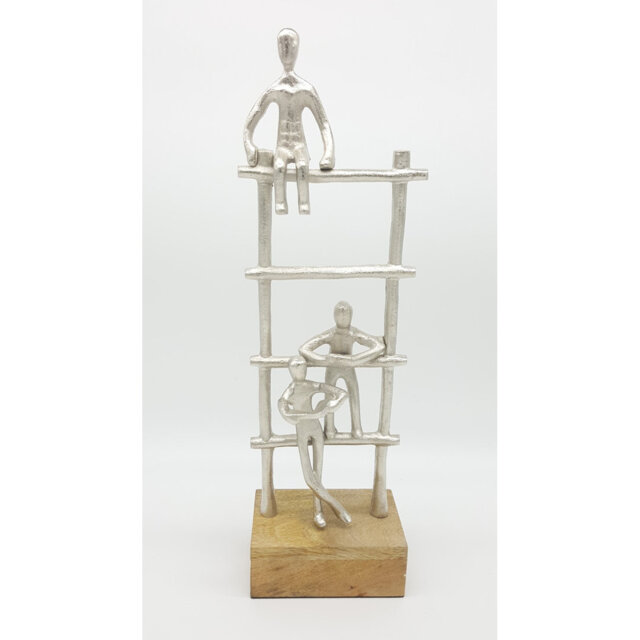 Avruch 43 Cm Decor Silver  Metal Kids Playing On Ladder Sculpture