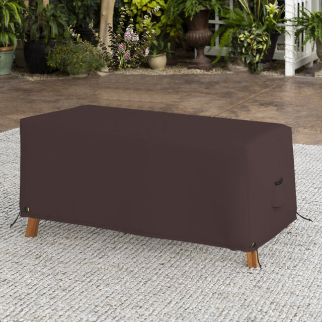 Heavy-Duty Waterproof Rectangle Ottoman Deck Box Cover, Outdoor Square Storage Box Bench Cover
