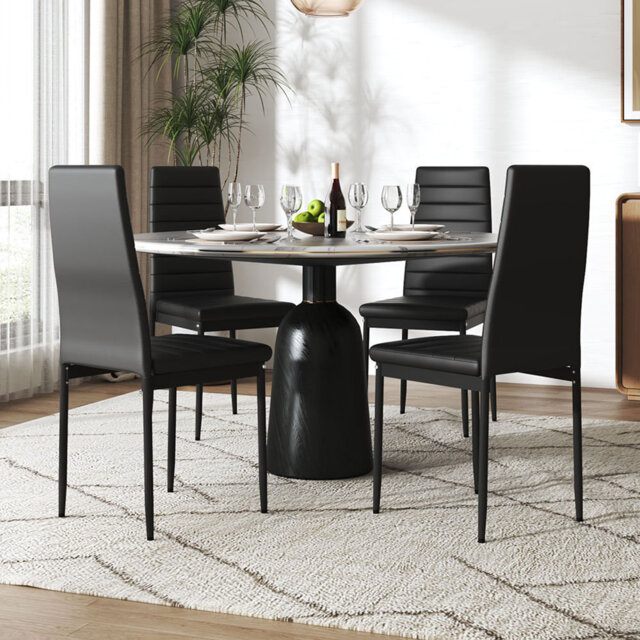 Set of 4 PU Leather Upholstered Dining Chairs