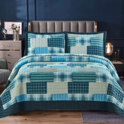 Polyester Patchwork Bedspread with Pillow Shams Included