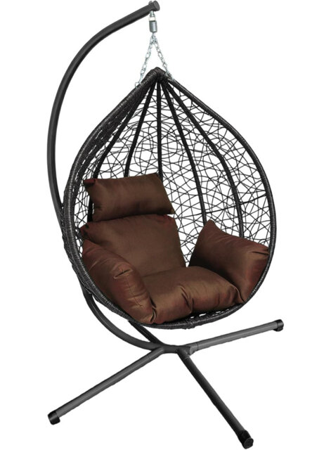 Garden Swing Egg Chair Seat Rattan Hanging Hammock With Cushions