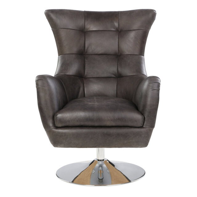 Cantillo Swivel Genuine Leather Wingback Chair