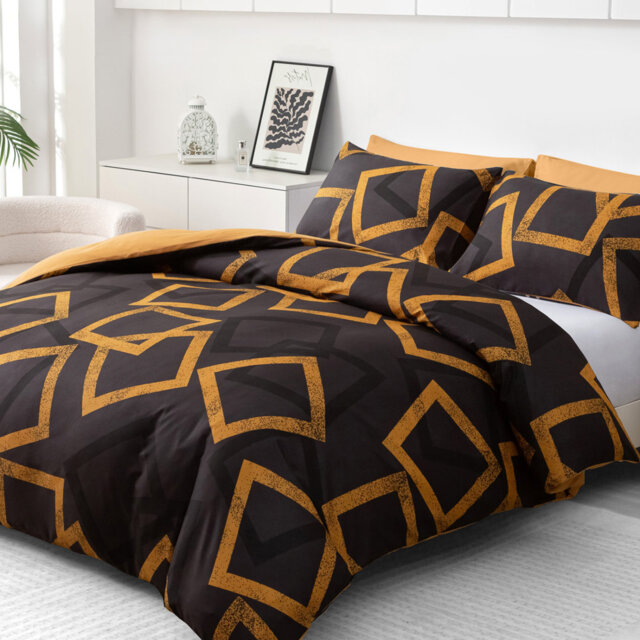 Soft Touch Reversible Duvet Cover Set with Secure Zipper & Corner Ties