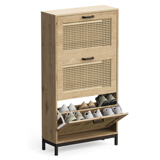 Lena Rattan Shoe Storage Cabinet
