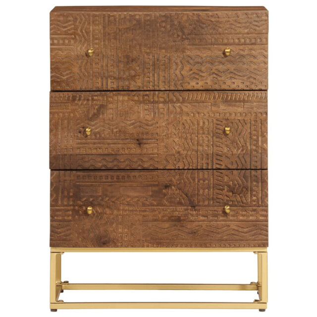 Natur Pur Chest Of Drawers 55X30x76 Cm Solid Wood Mango And Iron