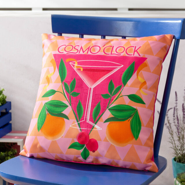 Cosmo O' Clock Indoor / Outdoor Abstract Square Throw Cushion with Filling