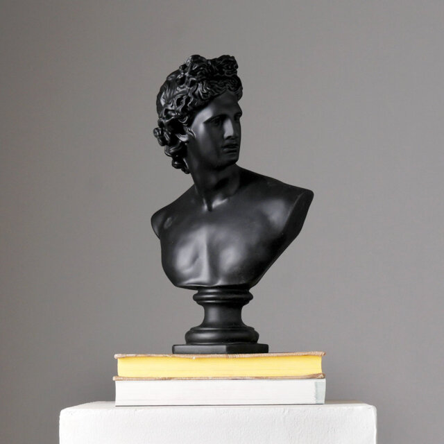 Black Neo-Classical Bust Sculpture â Matte Resin Decorative Ornament (35 cm)