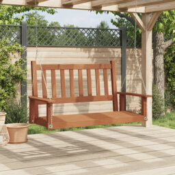 Garden Swing Bench With Metal Chains Brown Solid Wood Fir