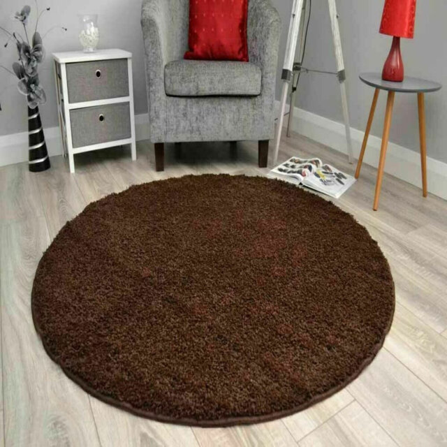 MODERN Circle Round Verona Shaggy Rugs Thick Pile Floor Round Mats Area Rugs