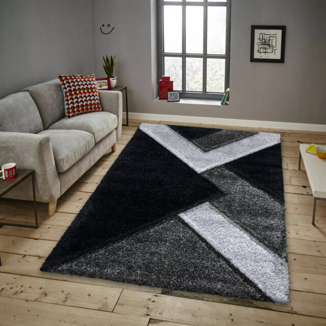 Modern 3D Shaggy Rugs Geometric Carved Design Large Area Rugs Soft Thick Fluffy Rug For Living Room Bedroom Small Floor Mats