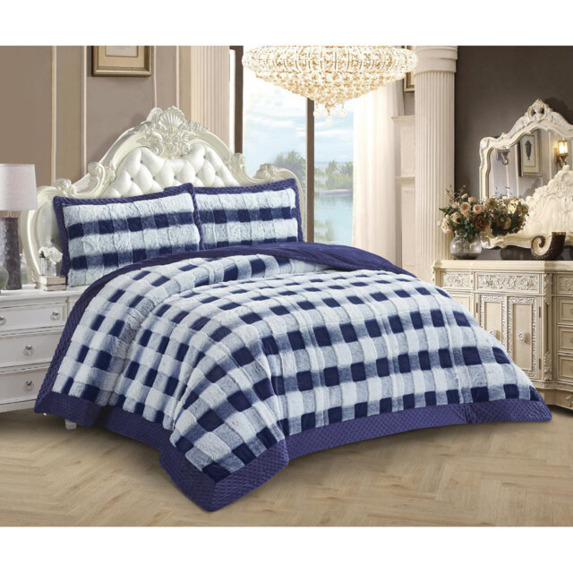 Polyester Geometric Bedspread with Pillow Shams Included