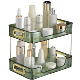 2-Tier Bathroom Counter Organizer, Vanity Tray, Cosmetic & Skincare Storage Shelf.