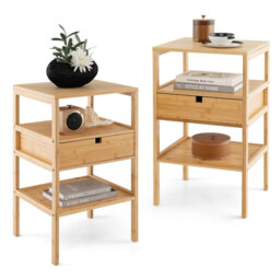 Avitaj 40cm W Bamboo / Rattan Bedside Table