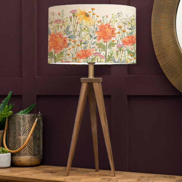 Aratus Nut Table Lamp & Delamere Eva Orange Shade