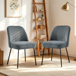 Modern Fabric Upholstered Dining Chair with Spring and Curved Back 12cm Cushion