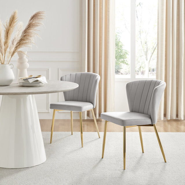 Danno Luxury Scalloped Back Velvet Dining Chairs - Modern Art Deco Style