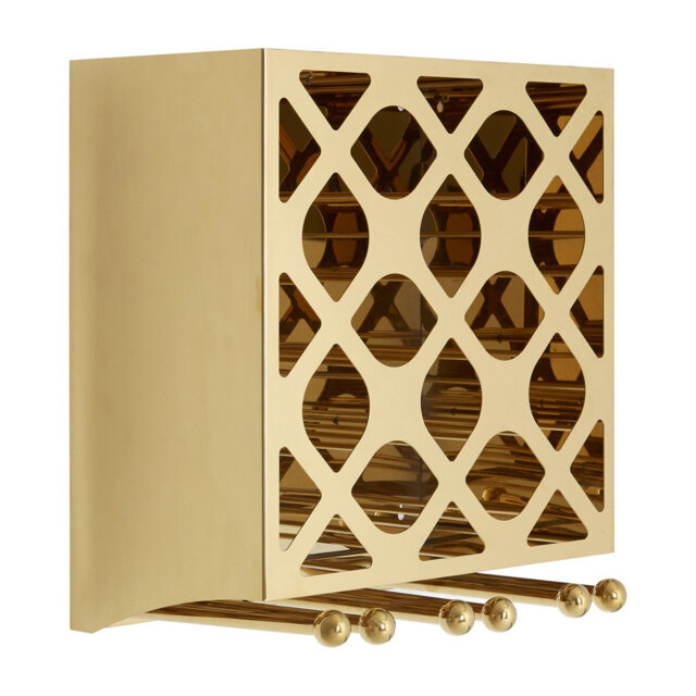 Betances 12 Bottle Wall Mounted Wine Bottle & Glass Rack in Gold