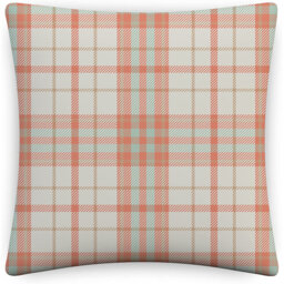 Indoor / Outdoor Plaid White Square Cushion Cover