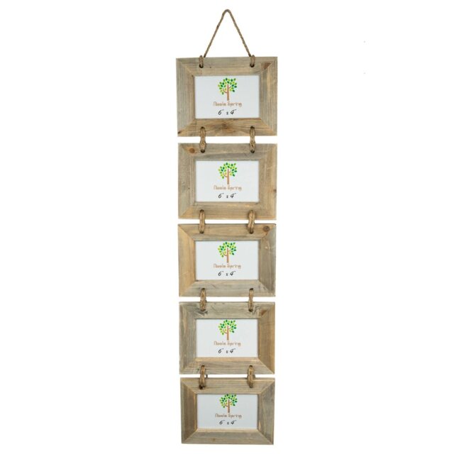 "Nicola Spring - Rustic Wooden Hanging 5 Photo Frame - 6 x 4"""