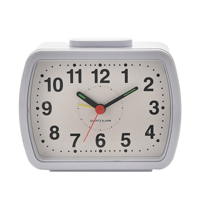 Analogue Quartz Movement / Crystal Alarm Tabletop Clock in White