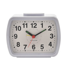 Analogue Quartz Movement / Crystal Alarm Tabletop Clock in White