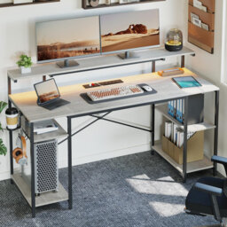 Metal Base Computer Desk with Power Outlet