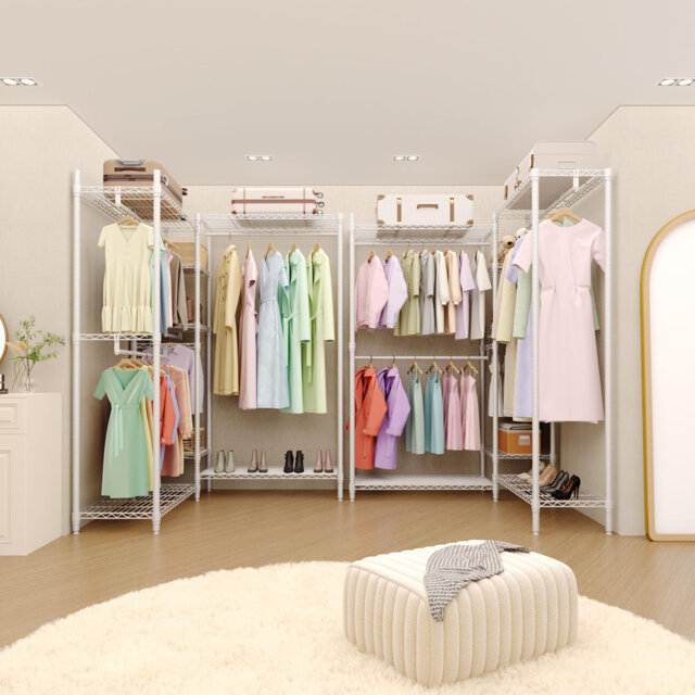 Heavy Duty Metal Garment Rack - Freestanding Closet Organizer System - Adjustable Shelves & Hanging Rods - Large Capacity Storage for Bedroom, Laundry