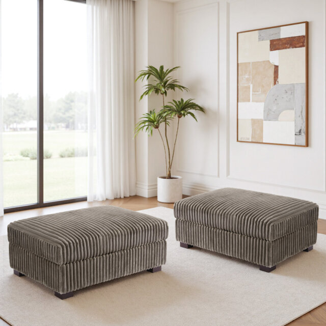 41.75cm Wide Rectangle No Pattern Footstool Ottoman