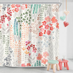 Wildflower Boho Cottagecore Polyester Shower Curtain Set