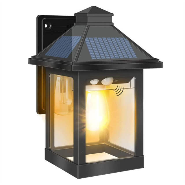 Eduard Satin Black Solar Powered Outdoor Wall Lantern