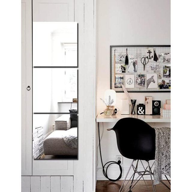 Full Length Mirrors Wall Mirror ,Self Adhesive Mirror Tiles Glass 35X35 Stick On Mirrors (35X35cm, 4Pcs)