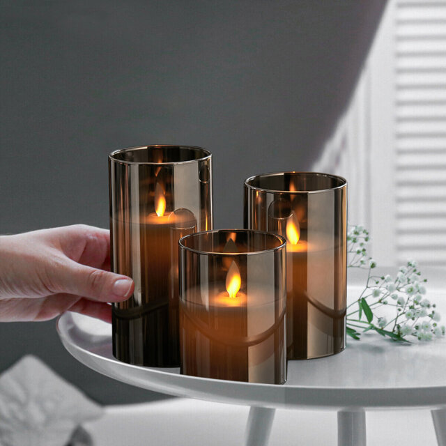 Set of 3 Battery Operated LED Candles with Remote