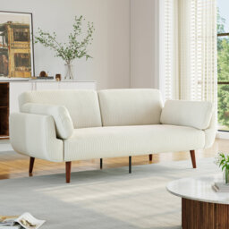 Flared Arm Convertible Corduroy Sleeper Sofa
