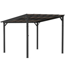 3 X 3m Dark Grey Metal Pergola, Upf 50+ Waterproof Hardtop Garden Gazebo, Wall-mounted & Free Standing Wind Resistant Outdoor Shelter