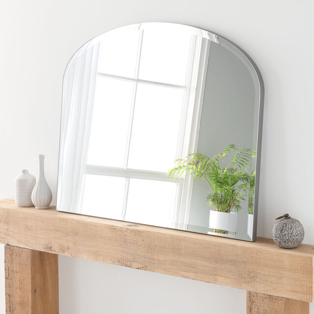 Arch Fernbush Wood Framed Curved Overmantle Mirror