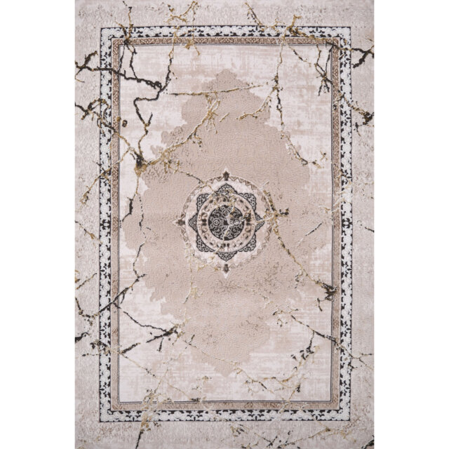 Ruby Marble Vein Medallion Abstract Area Rug