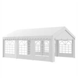 4 x 4 m Heavy‑Duty Outdoor Marquee Party Tent, Garden Wedding Canopy with Removable Side Panels, Zipped Doors and Windows, White