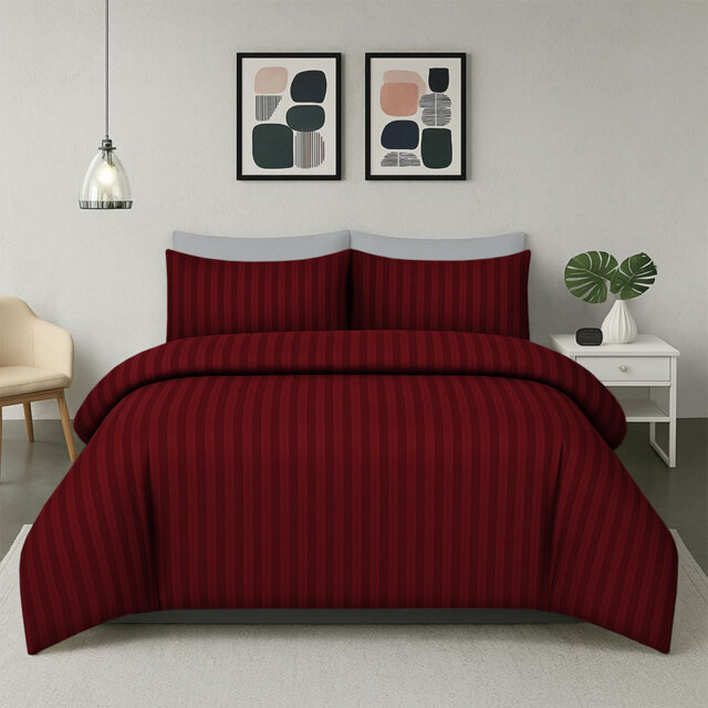 Haffa Microfiber Striped Duvet Cover Set with Pillowcases Included