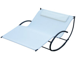 Bluxome Double Sun Lounger Rocking Lounger Outdoor for Two Cream White