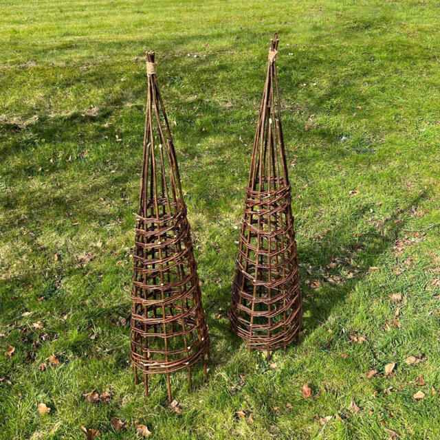 Set Of 2 Rustic Willow Garden Obelisks (1.15m)