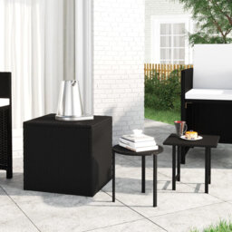 Garden Side Tables Patio Dining Table Outdoor Table 3 pcs Poly Rattan